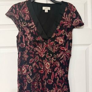 LOFT Black and Red Floral Top